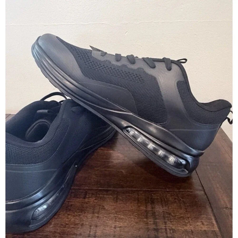 Geers Mens Work Shoes Size 12 W Black Slip Resistant Sneaker Air Cushion